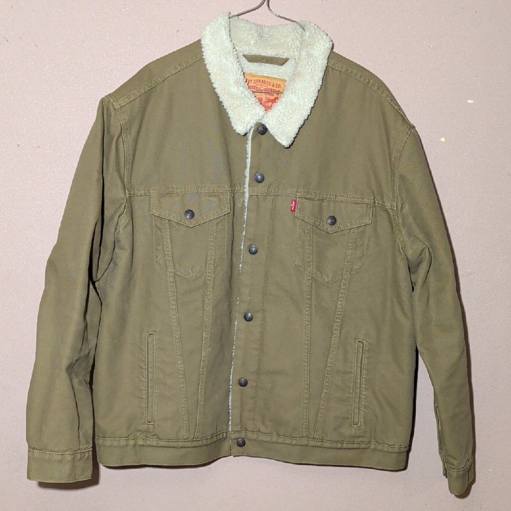 Levi's Men's Olive Sherpa Collar Jacket